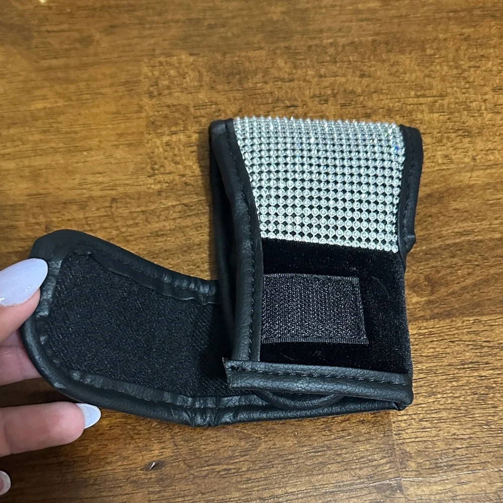 Rhinestone-Studded Black and Silver Gear Shift cover